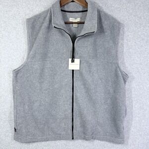 Preswick & Moore Fleece Vest Mens Large Grey Heather NEW Full Zip Outdoor Layer